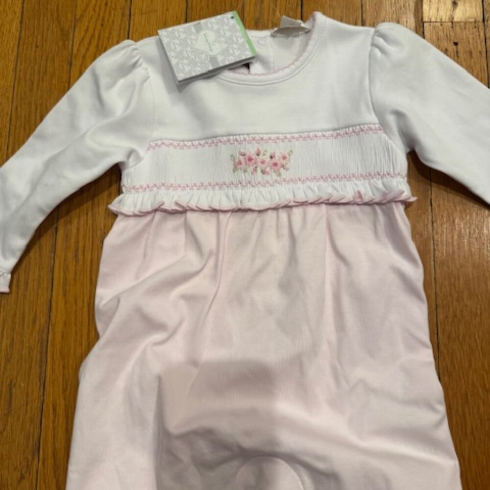 NWT Kissy Kissy Baby Girls Long Sleeve Embroidered Smocked Coverall Size 6-9m